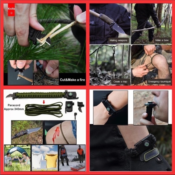 Get it for him Bracelet Multi Functional 1 Camouflage. 1 Blk.1 Blu or 1 Grn - Picture 3 of 10